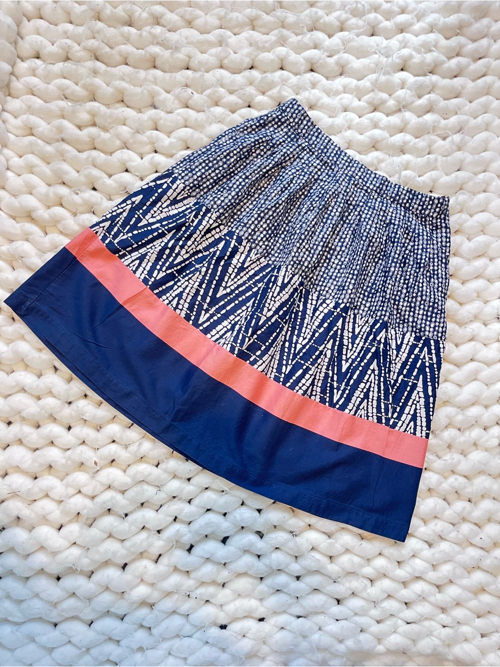 Navy and Coral Patterned Skirt